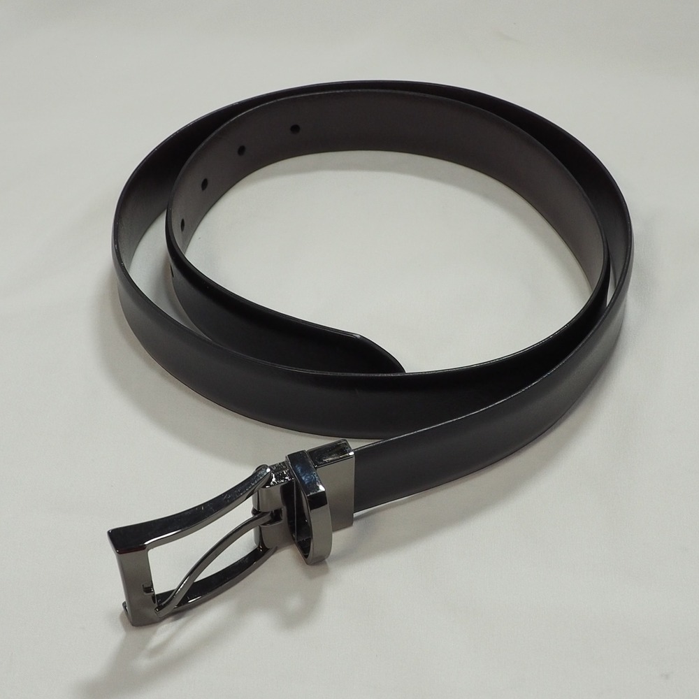 Leather Reversible Belt Men 36 Black Brown Swivel Buckle Hand Crafted Minimalist